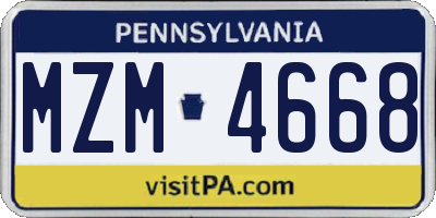 PA license plate MZM4668