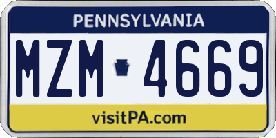 PA license plate MZM4669