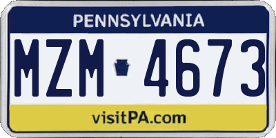 PA license plate MZM4673