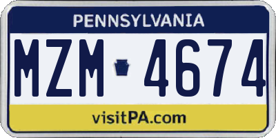 PA license plate MZM4674