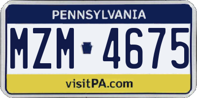 PA license plate MZM4675