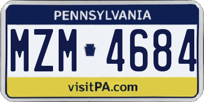 PA license plate MZM4684