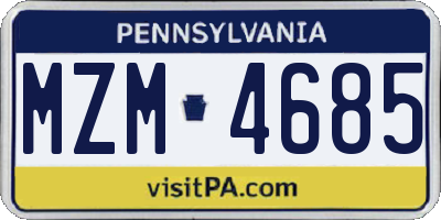 PA license plate MZM4685