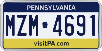 PA license plate MZM4691