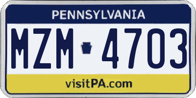 PA license plate MZM4703