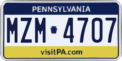 PA license plate MZM4707