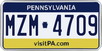PA license plate MZM4709