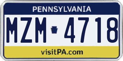 PA license plate MZM4718