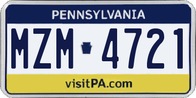 PA license plate MZM4721