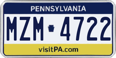 PA license plate MZM4722