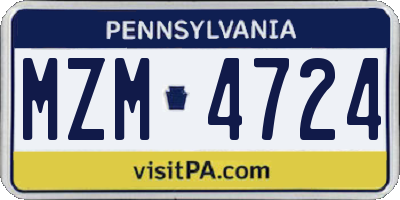 PA license plate MZM4724