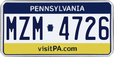PA license plate MZM4726