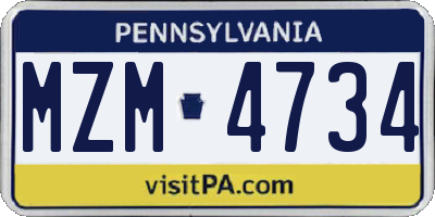 PA license plate MZM4734