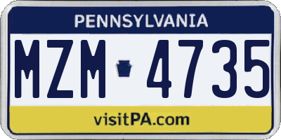PA license plate MZM4735