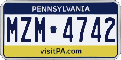 PA license plate MZM4742