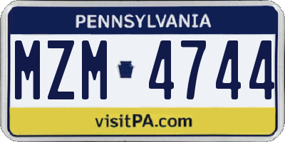 PA license plate MZM4744