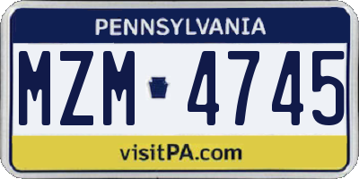 PA license plate MZM4745