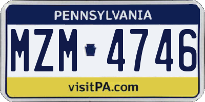 PA license plate MZM4746