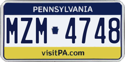 PA license plate MZM4748