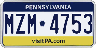 PA license plate MZM4753
