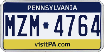 PA license plate MZM4764