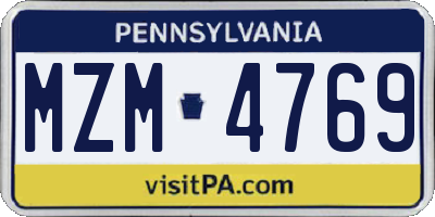 PA license plate MZM4769