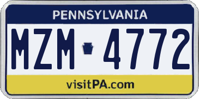 PA license plate MZM4772