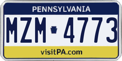PA license plate MZM4773