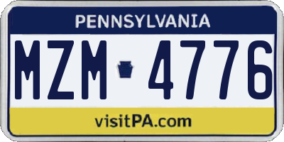 PA license plate MZM4776