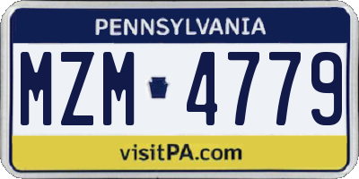 PA license plate MZM4779