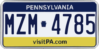 PA license plate MZM4785