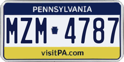PA license plate MZM4787