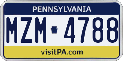 PA license plate MZM4788