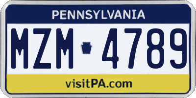 PA license plate MZM4789