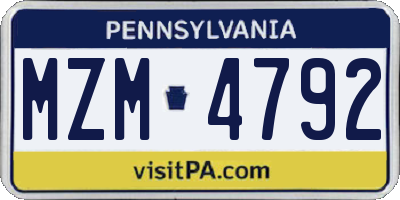 PA license plate MZM4792