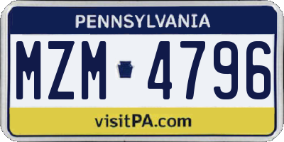 PA license plate MZM4796