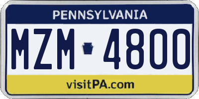 PA license plate MZM4800