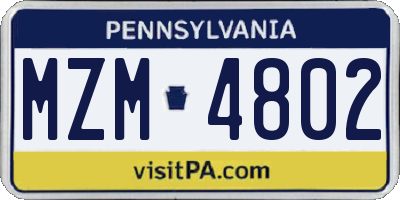 PA license plate MZM4802