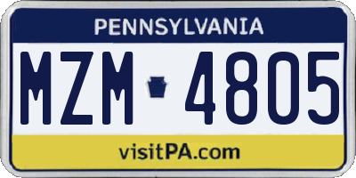 PA license plate MZM4805