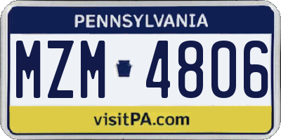 PA license plate MZM4806
