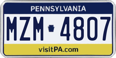 PA license plate MZM4807