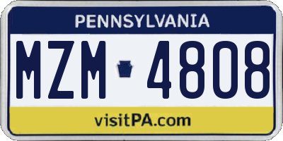PA license plate MZM4808