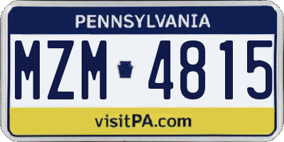 PA license plate MZM4815