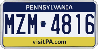 PA license plate MZM4816