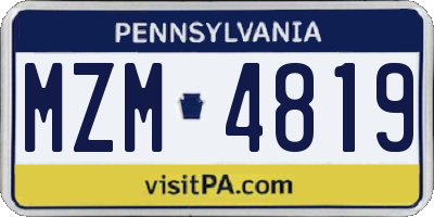 PA license plate MZM4819