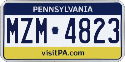 PA license plate MZM4823