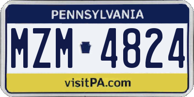 PA license plate MZM4824