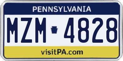 PA license plate MZM4828