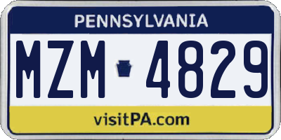 PA license plate MZM4829