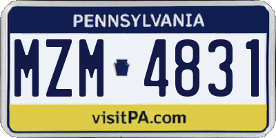 PA license plate MZM4831